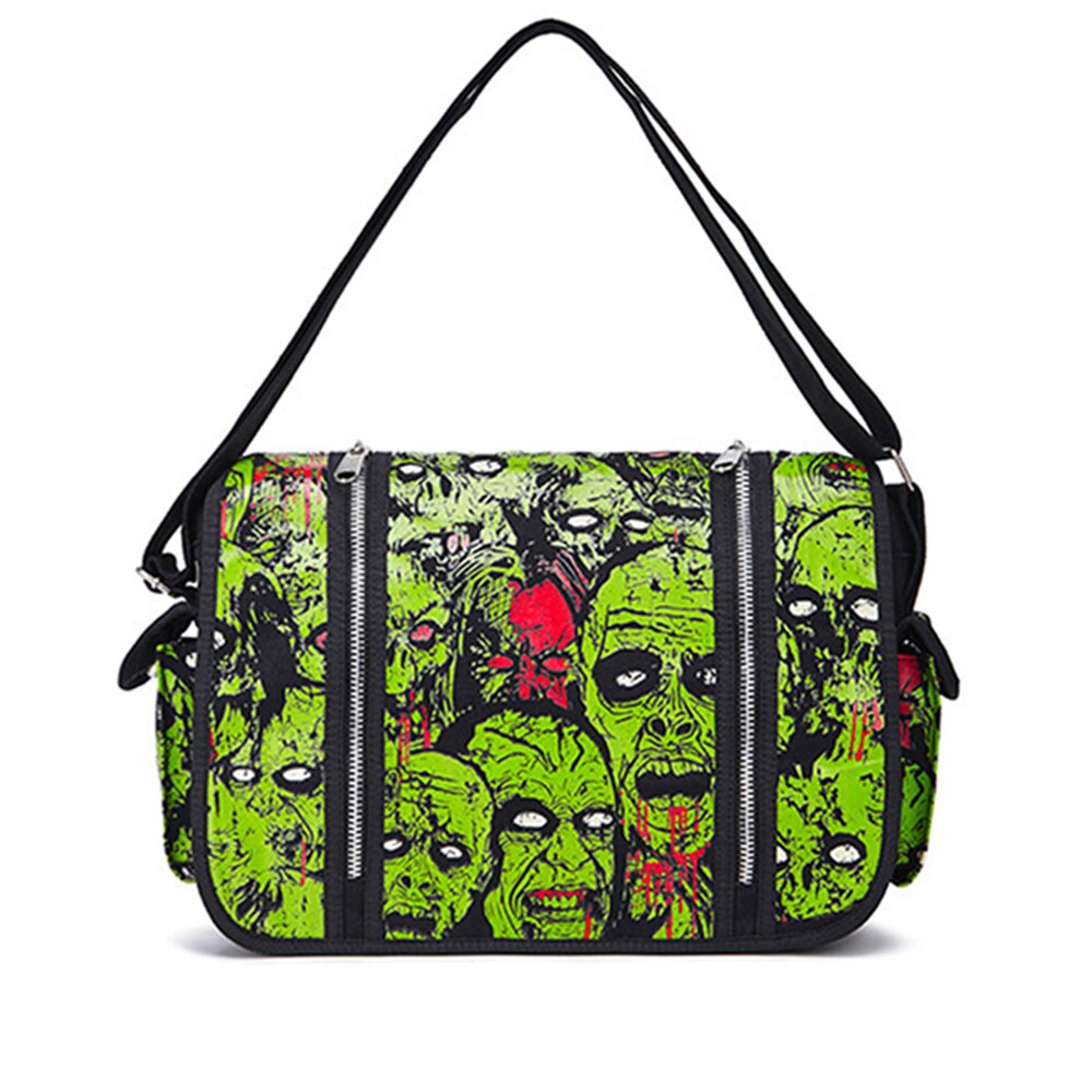 Outdoors Travelling Bag Reflective Human Skeleton Head Noctilucent Women Canvas
