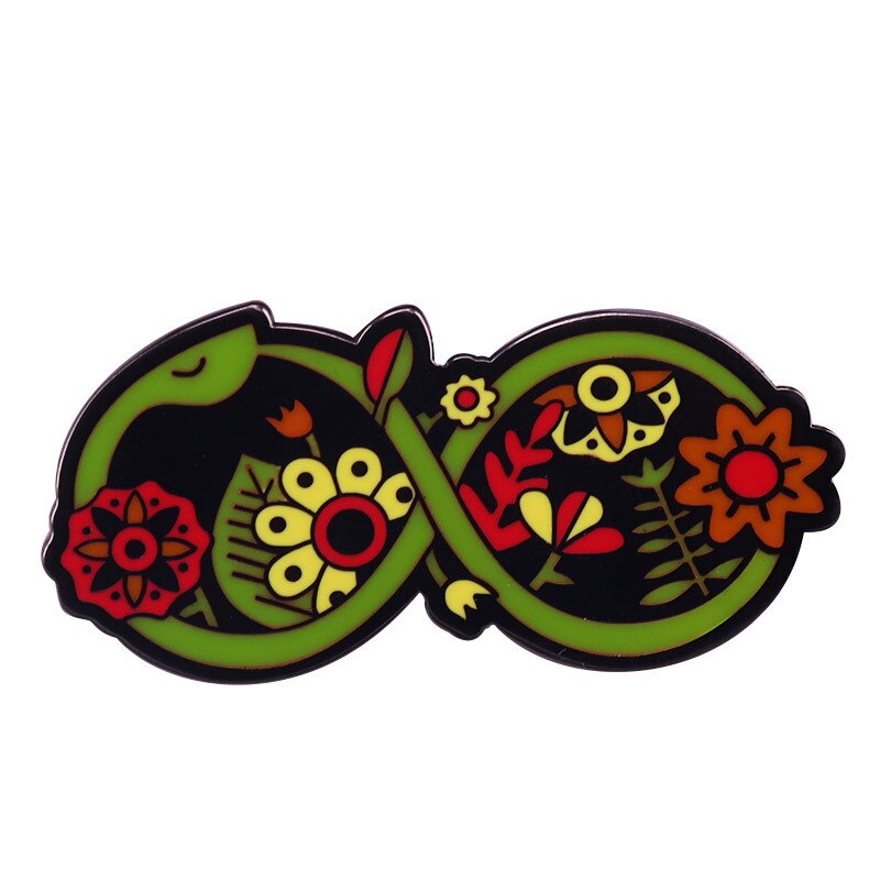 Beautiful Ouroboros Flower Brooch Cute Cartoon Animal Badge