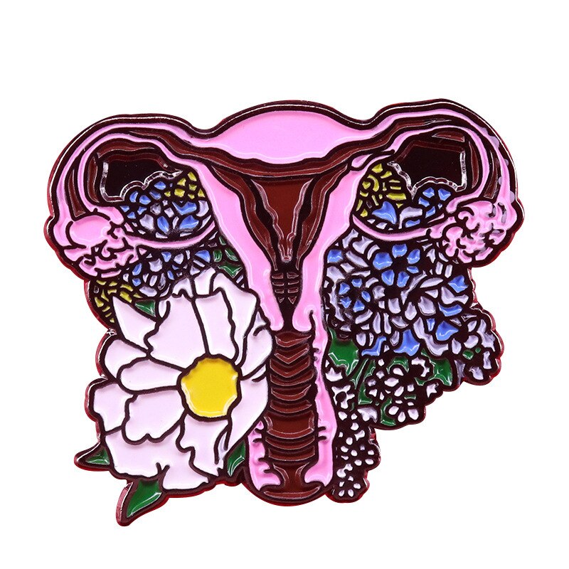 Beautiful Flower Brooch Human Organ Badge Feminism Pin