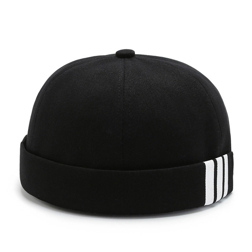 Men Women Retro Dome Melon Brimless Beanie Cap Unisex Skullcap Sailor Cotton Mechanic Trendy Color Elastic Panels Docker Hat