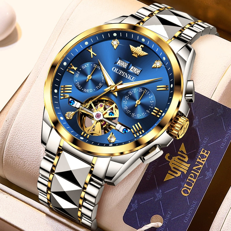 New Luxury Men Automatic Mechanical Wristwatch Tungsten Steel Watch Top Brand Sapphire Glass Men Watches reloj hombre