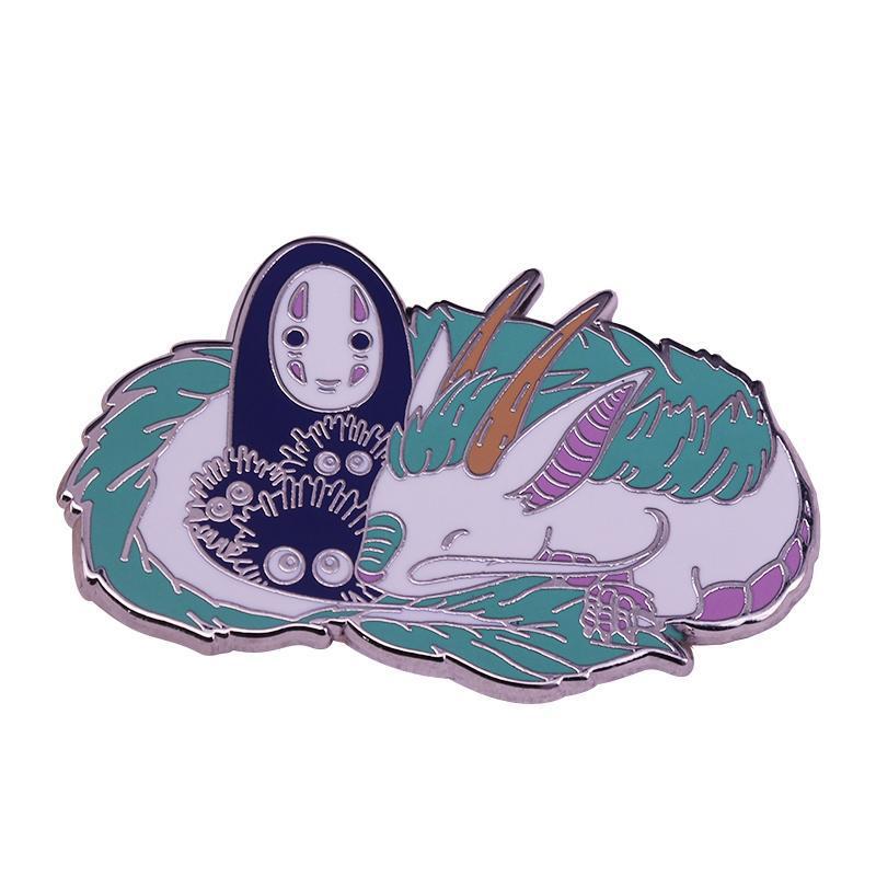 Faceless Male White Dragon Dust Elf Brooch Fantasy Adventure Animation Movie Theme Badge