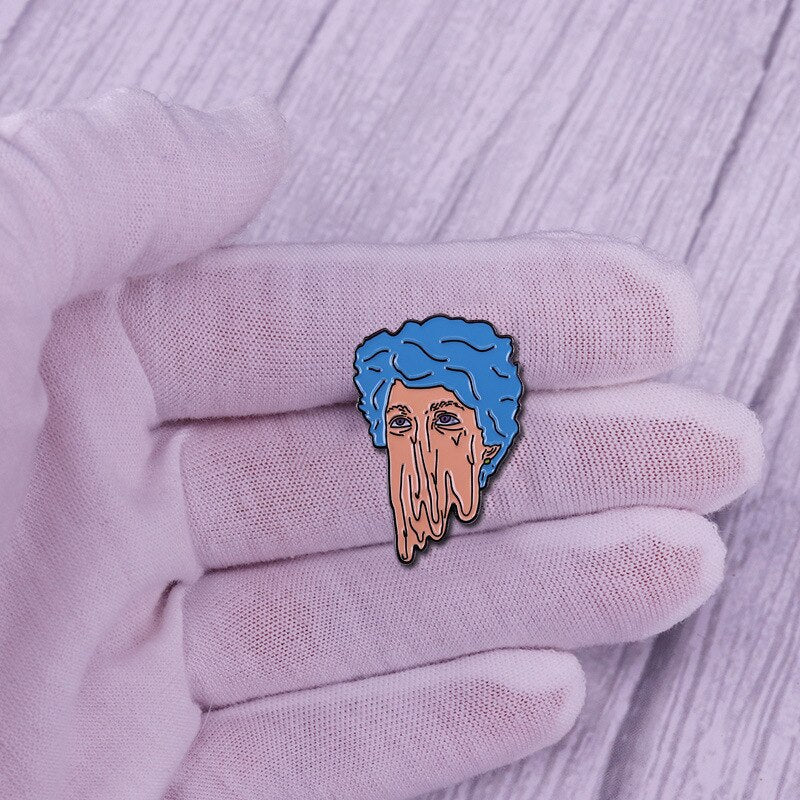 Melting face brooch abstract art badge