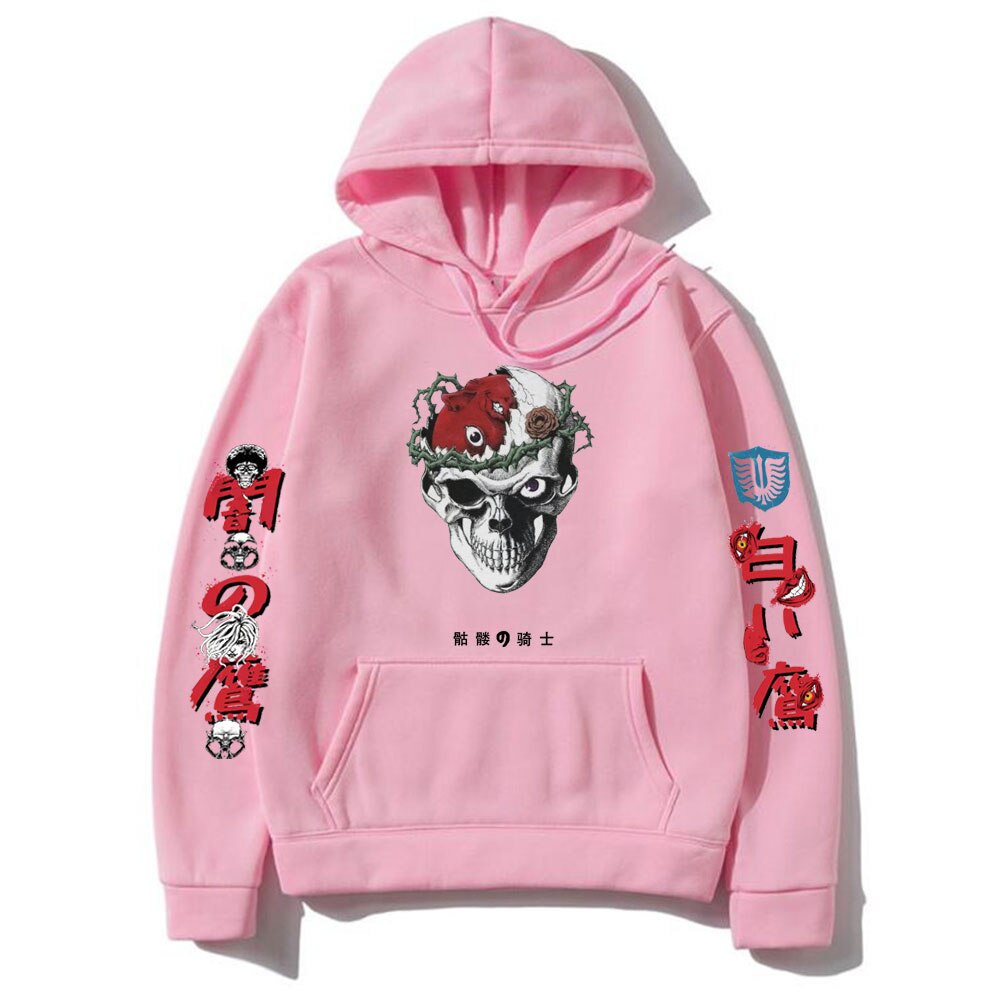 Anime Berserk Skeleton Knight Hoodie Men Women Harajuku Manga Print Hoodies Fleece Cotton Sweatshirt Casual Streetwear Pullover