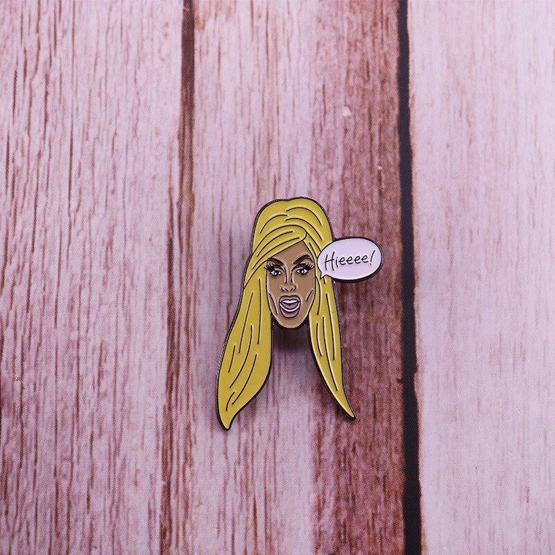 American beautiful cartoon RuPaul drag queen show brooch