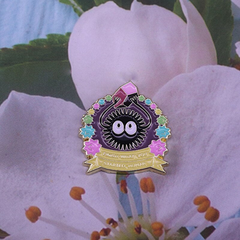 Cute dusty funny brooch "Clean up the mess, humans"-funny badge