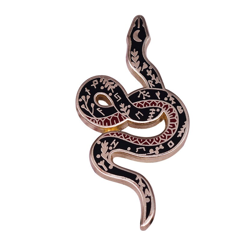 Beautiful floral snake brooch celestial moon badge