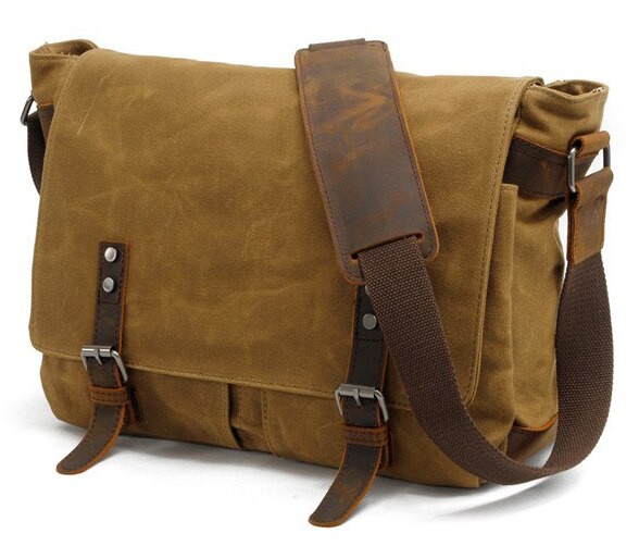 Fashion military Canvas Leather Men shoulder bag Crossbody Bag Men messenger bag