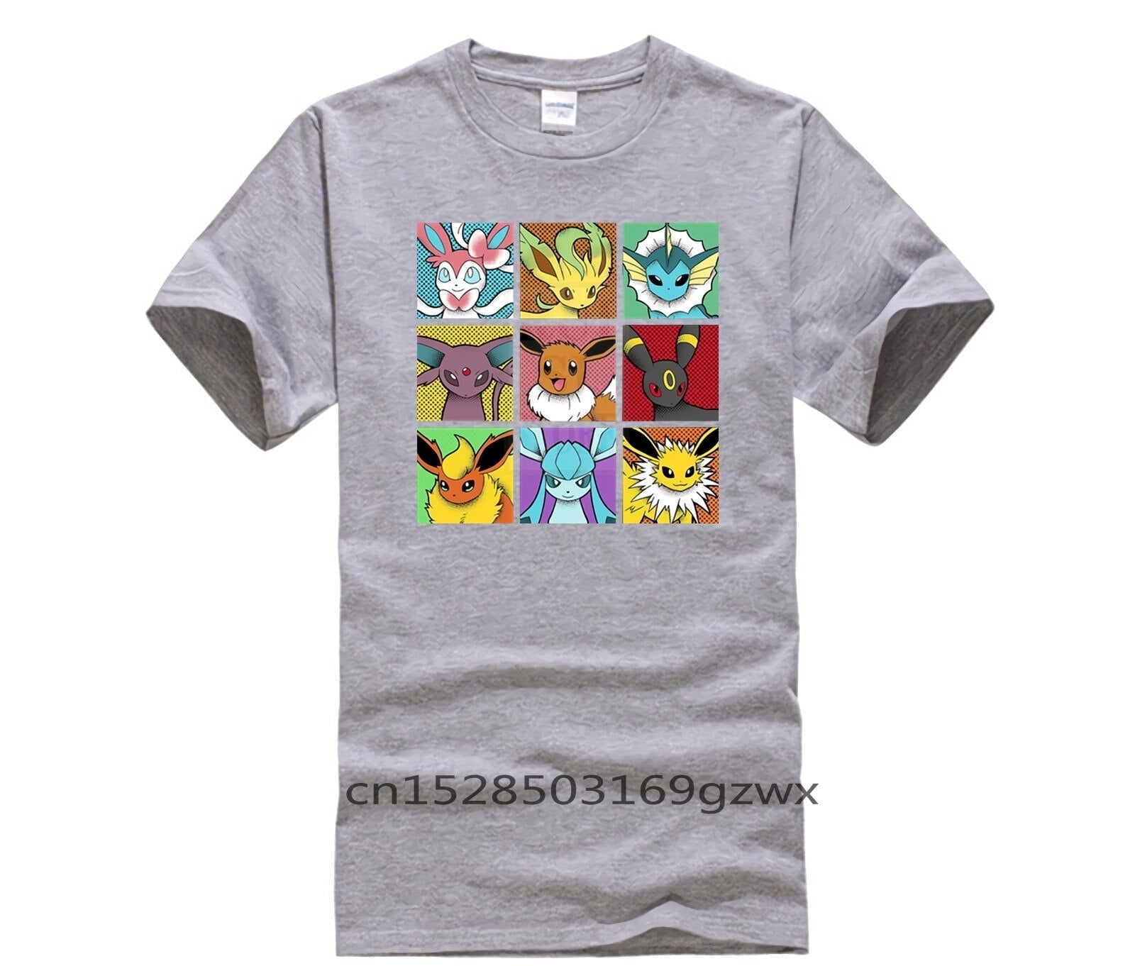 Men's 2020 Fashion Style T Shirt Funny Pop Eeveelutions Eevee Pokemon Japan Anime for Men Pure Short Fashion T Shirt 100% Cotton