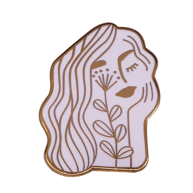 Beautiful long-haired girl brooch