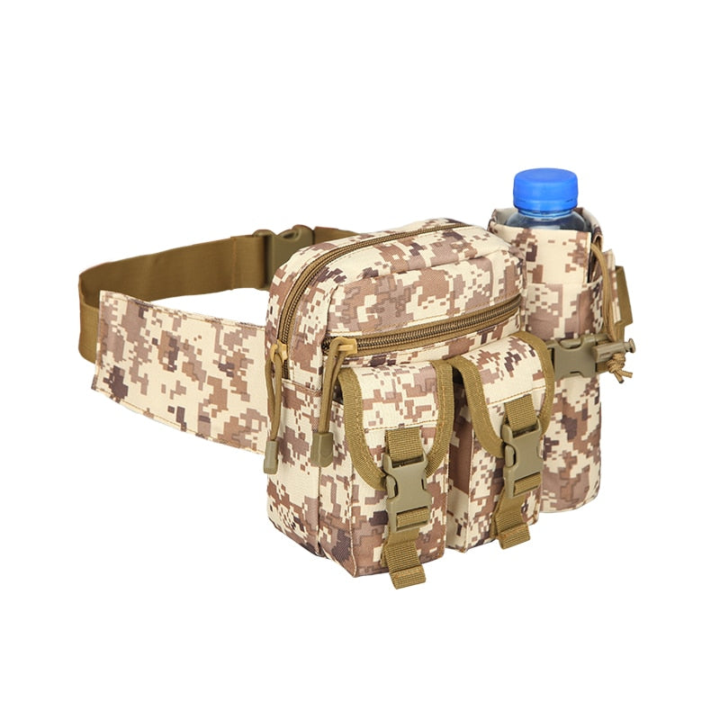New Camouflage Tactical Multi-purpose Kettle Waist Bag Sports Water Bottle Pocket Canvas Unisex Fanny Hip Purse Travel Running