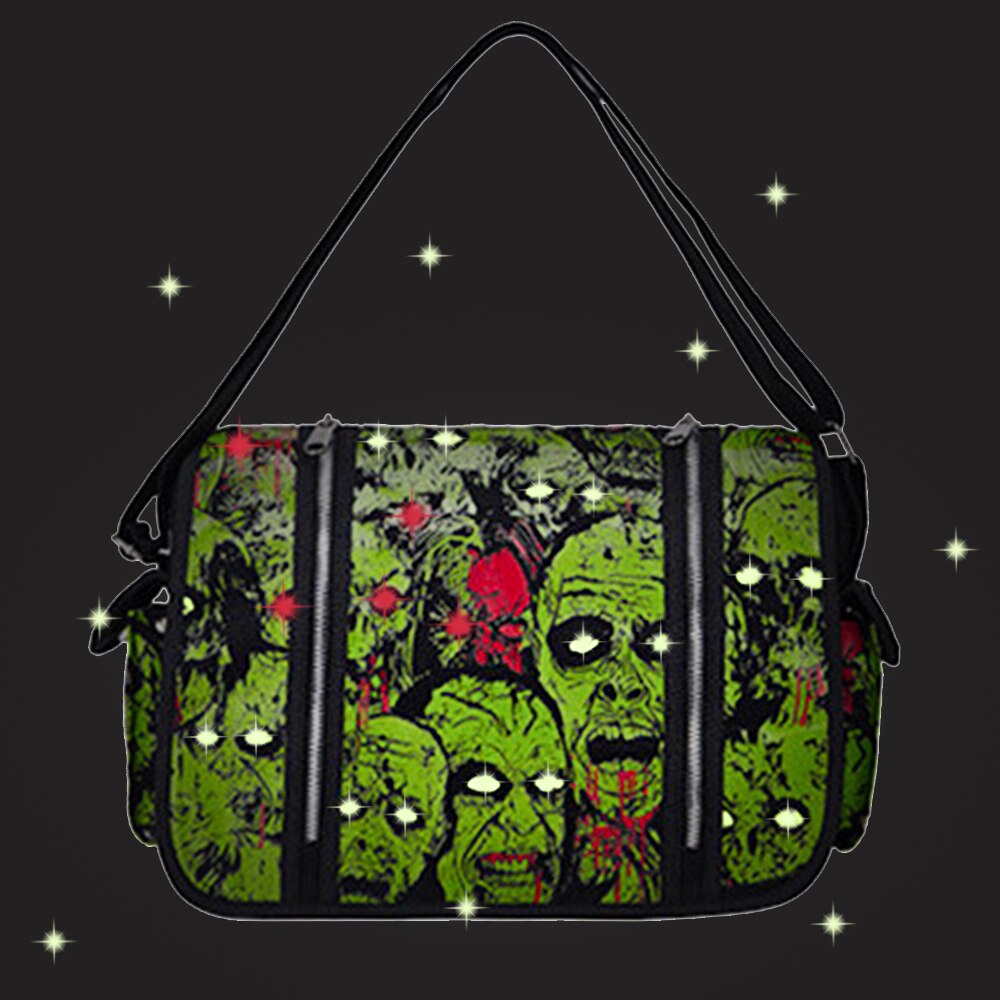 Outdoors Travelling Bag Reflective Human Skeleton Head Noctilucent Women Canvas
