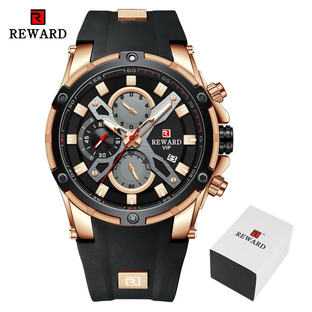 2022 New REWARD Mens Watches Blue Waterproof Top Brand Luxury Chronograph Sport Watch Quartz Men Wristwatch Relogio Masculino