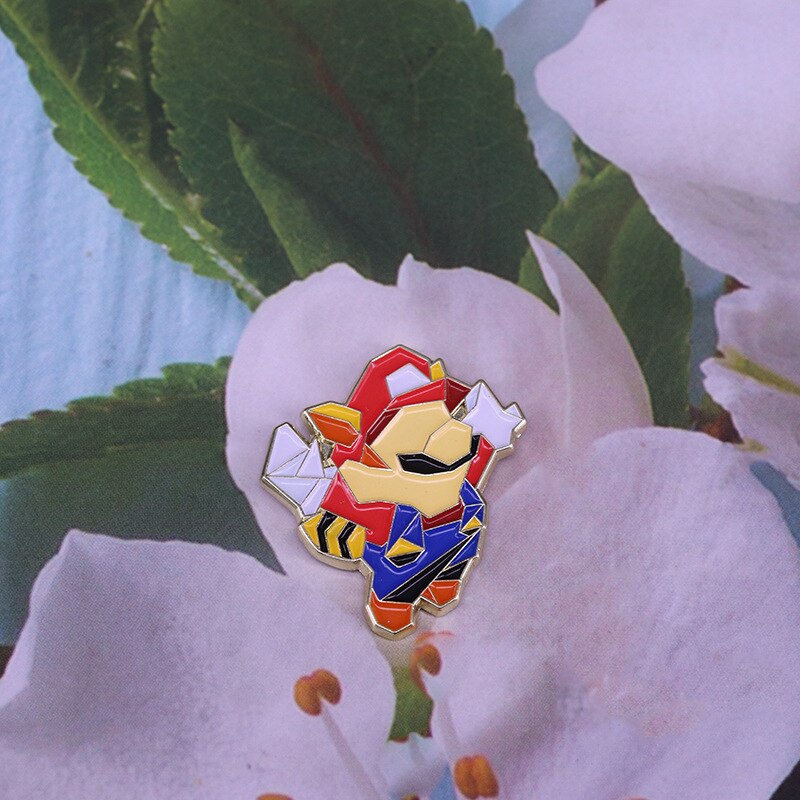 Cute cartoon brooch flying raccoon badge retro game pin
