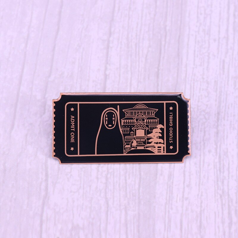 Faceless Male Movie Ticket Brooch Japanese Fantasy Animation Movie Inspiration Badge