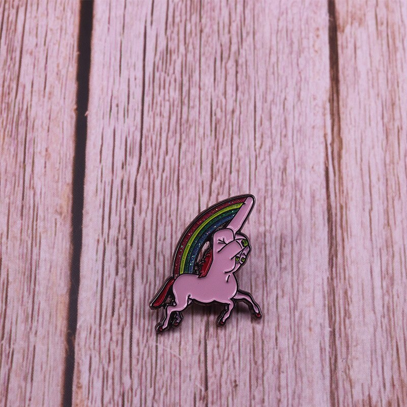Cute rainbow unicorn glitter brooch