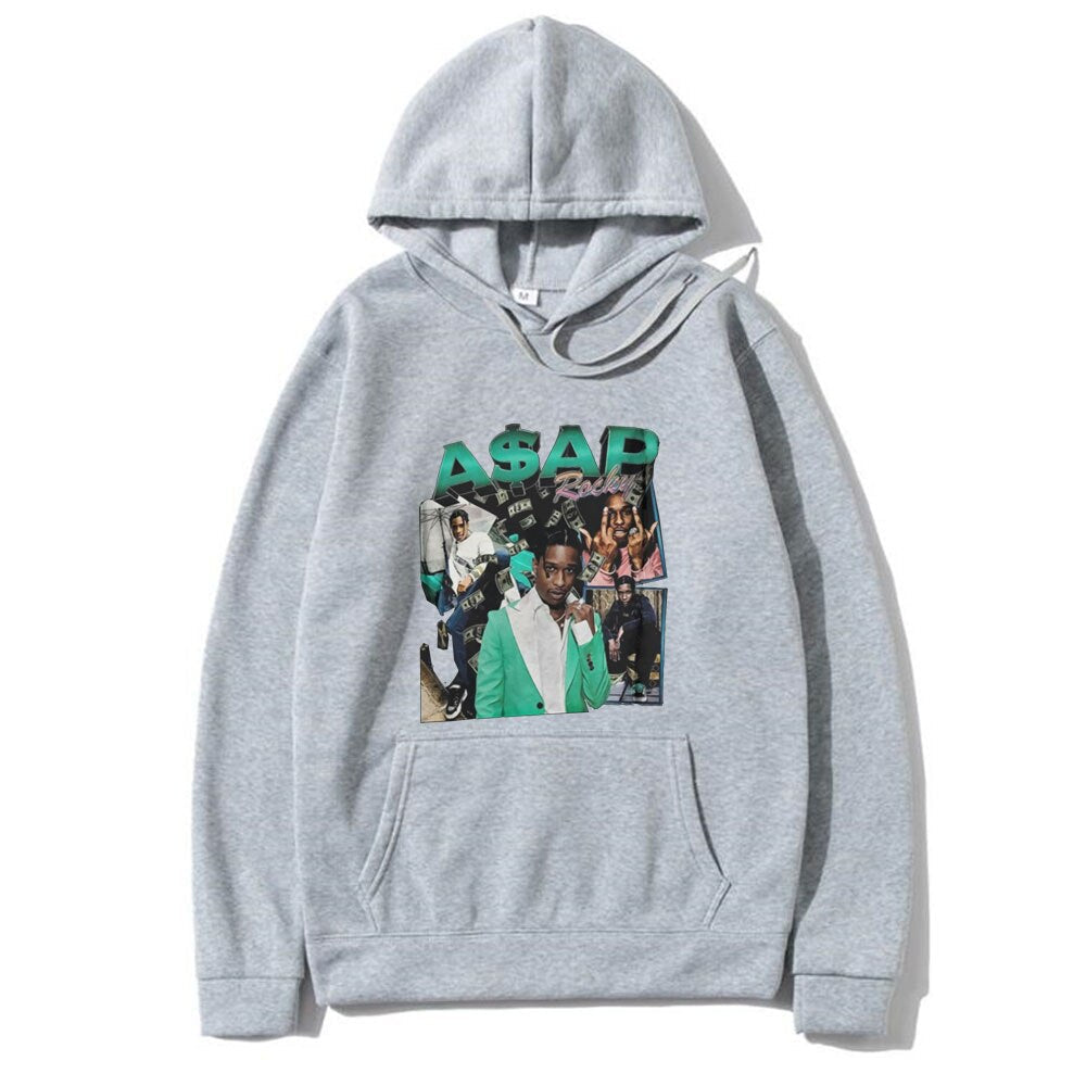 Awesome Hip Hop Rap ASAP Rocky Hoodie Men Women Oversized Street Hoodies Playboi Carti Hoody Harajuku Green Logo Print Clothes