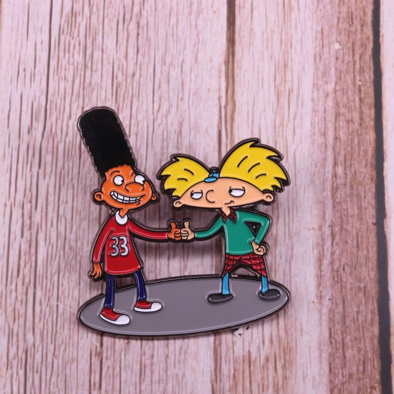 Arnold and Gerald brooch family comedy animation "Hey, Arnold! "badge