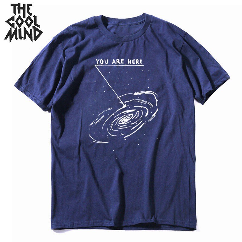 COOLMIND 100% cotton  summer loose men Tshirt cool oversized men t shirt o-neck space funny t-shirt male tee shirts
