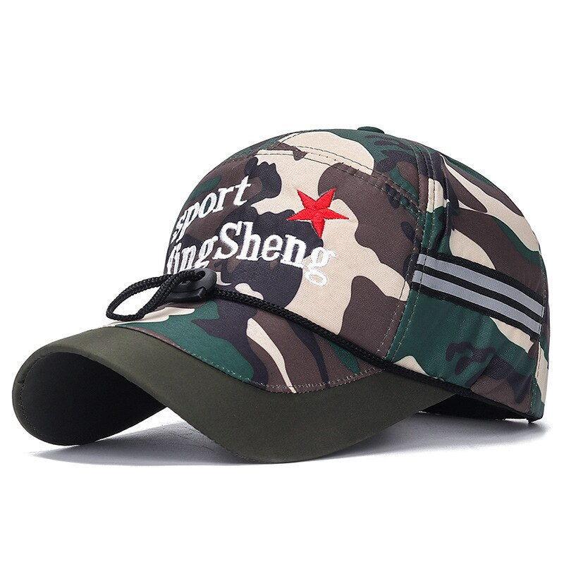 Men's Outdoor Sports Hats for Fishing Long Brim Caps Man Windproof Sun Hats with Rope Breathable Baseball Cap Sports Hunting Cap