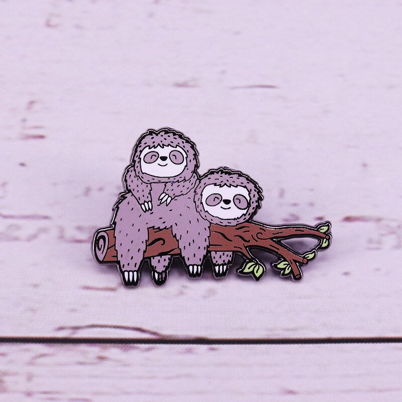 Cute sloth brooch cartoon animal badge funny clothes bag accessory decoration