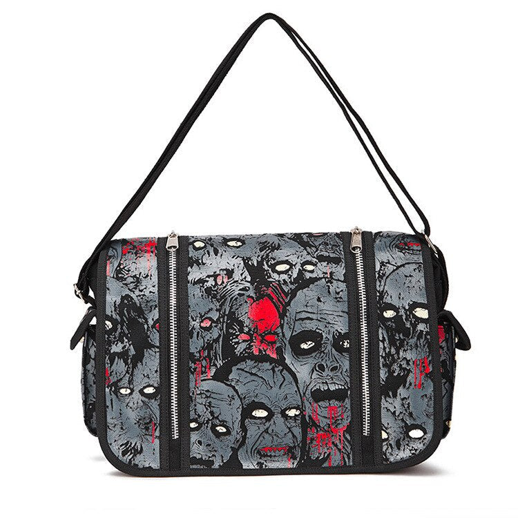 Outdoors Travelling Bag Reflective Human Skeleton Head Noctilucent Women Canvas