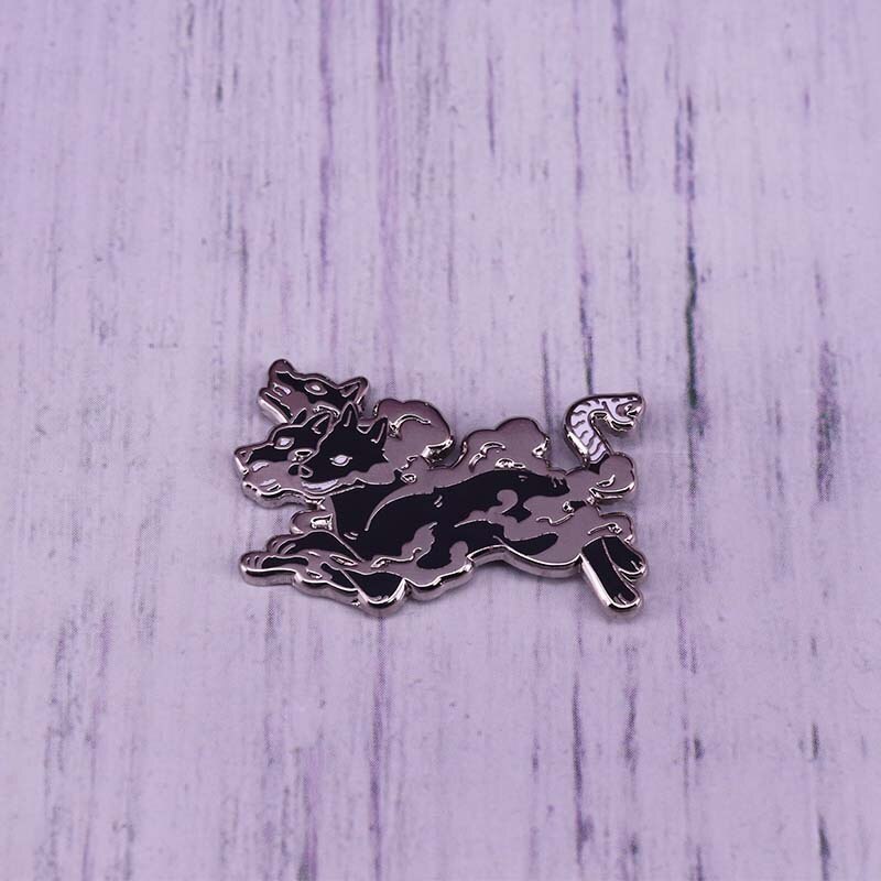 Ferocious Three-headed Dog Brooch Greek Mythology Underworld Watchdog Badge
