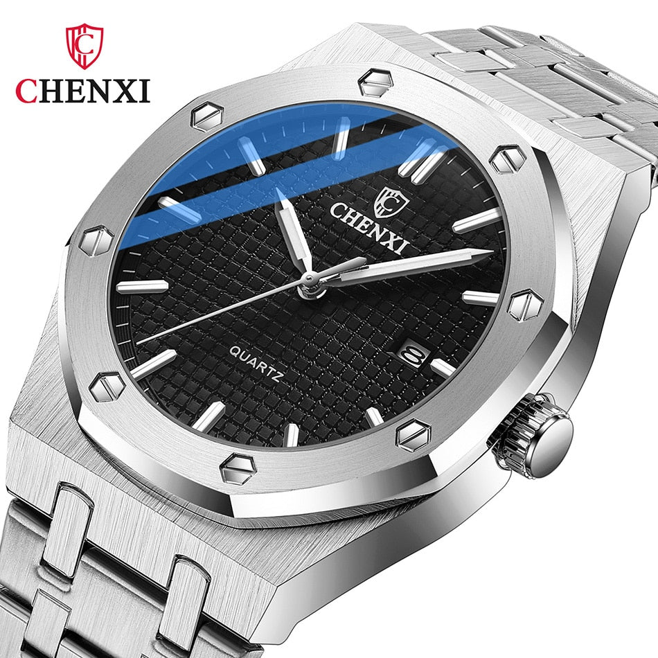 Fashion Casual Men's Watches Big Dial Silver Stainless Steel Automatic Calendar Male Wristwatch Minimalism Watch for Men Gift