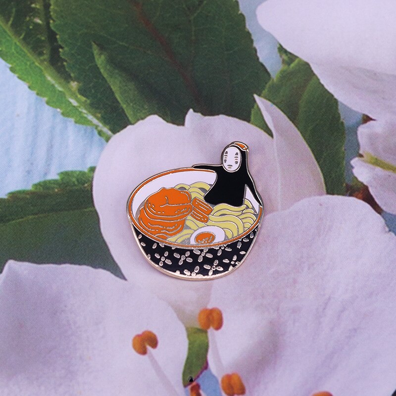 Faceless Male Brooch in Ramen Bowl Fantasy Adventure Anime Inspiration Badge
