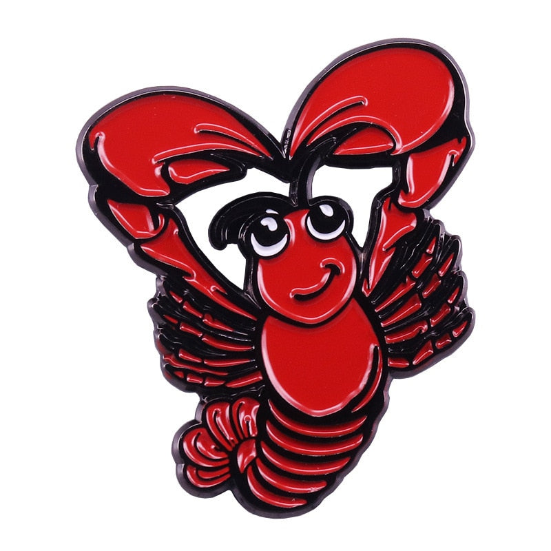Cute red lobster brooch crustacean badge