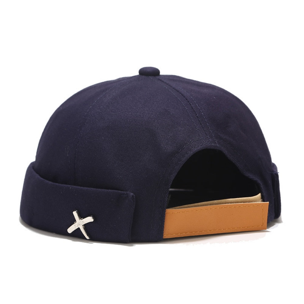 Men Women Retro Dome Melon Brimless Beanie Cap Unisex Skullcap Sailor Cotton Mechanic Trendy Color Elastic Panels Docker Hat