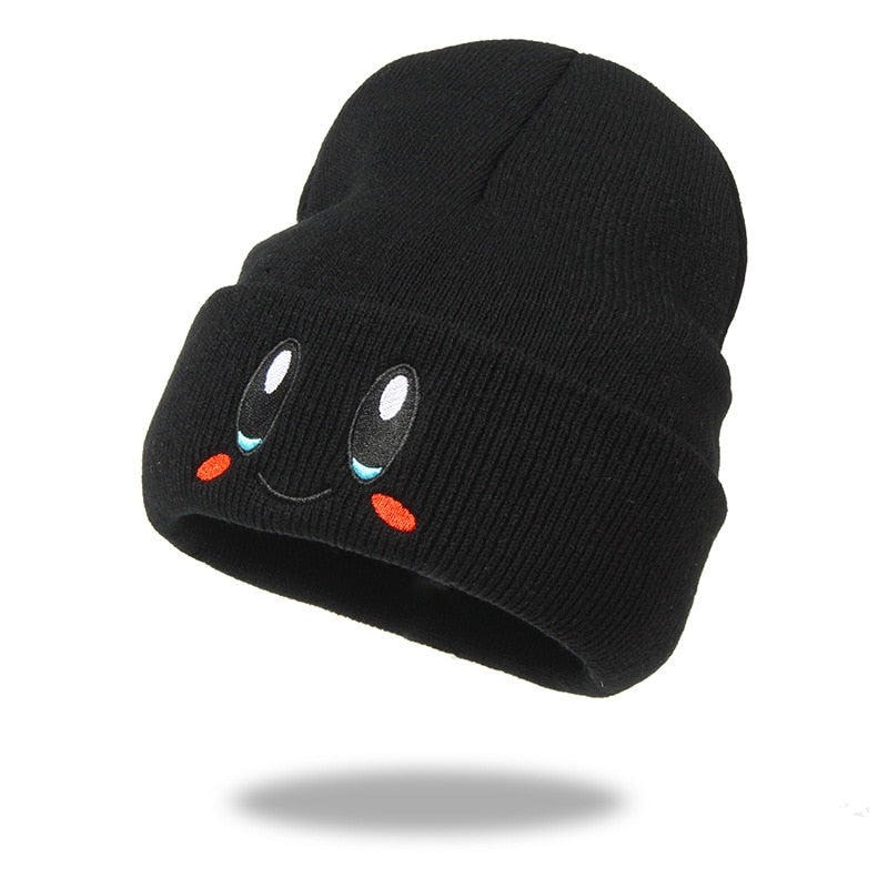 Beanie, Big eye Pattern Embroidery Knitted hat, Warm cap, Hip-hop hat, Woolen hat, Women's Knitted thick hat, Melon leather hat