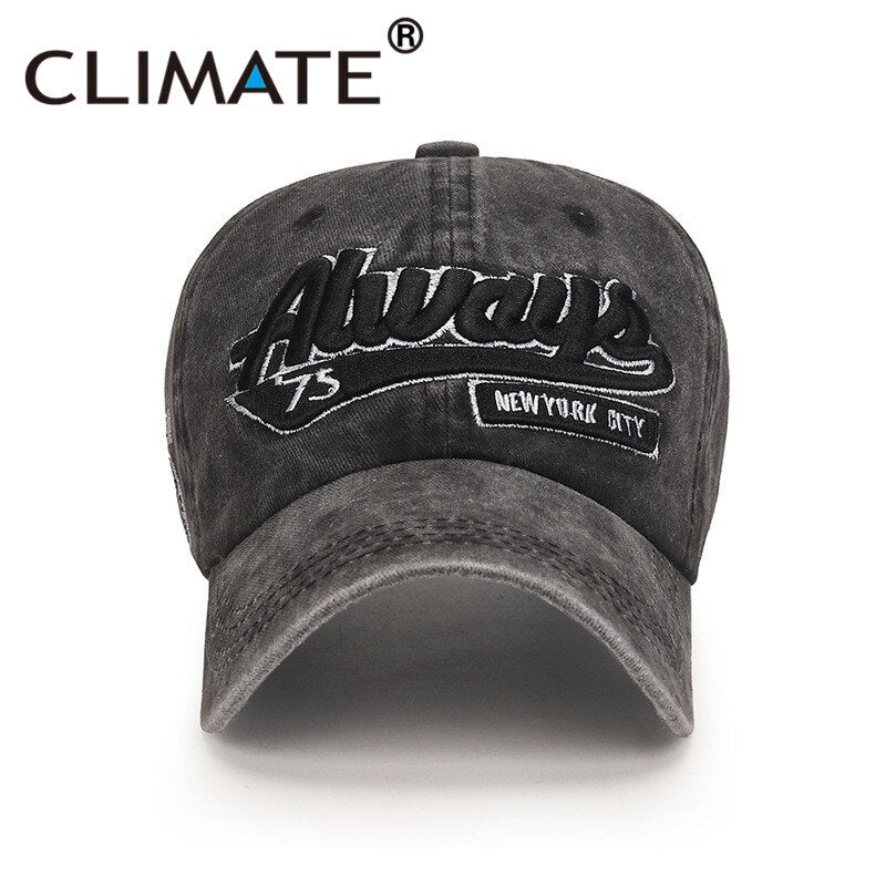 CLIAMTE Always Cool Cap Hat Dad Men Snapback Cap Fashion Washed Cotton Sport Baseball Cap Black Adult Outdoor Baseball Caps Hat