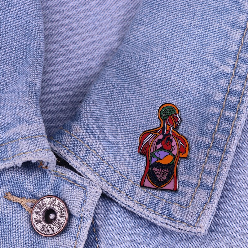 Anatomy Human System Organ Brooch Health Awareness Badge Weird Gothic Art Pin