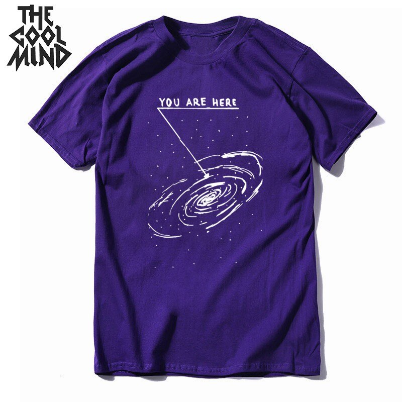 COOLMIND 100% cotton  summer loose men Tshirt cool oversized men t shirt o-neck space funny t-shirt male tee shirts
