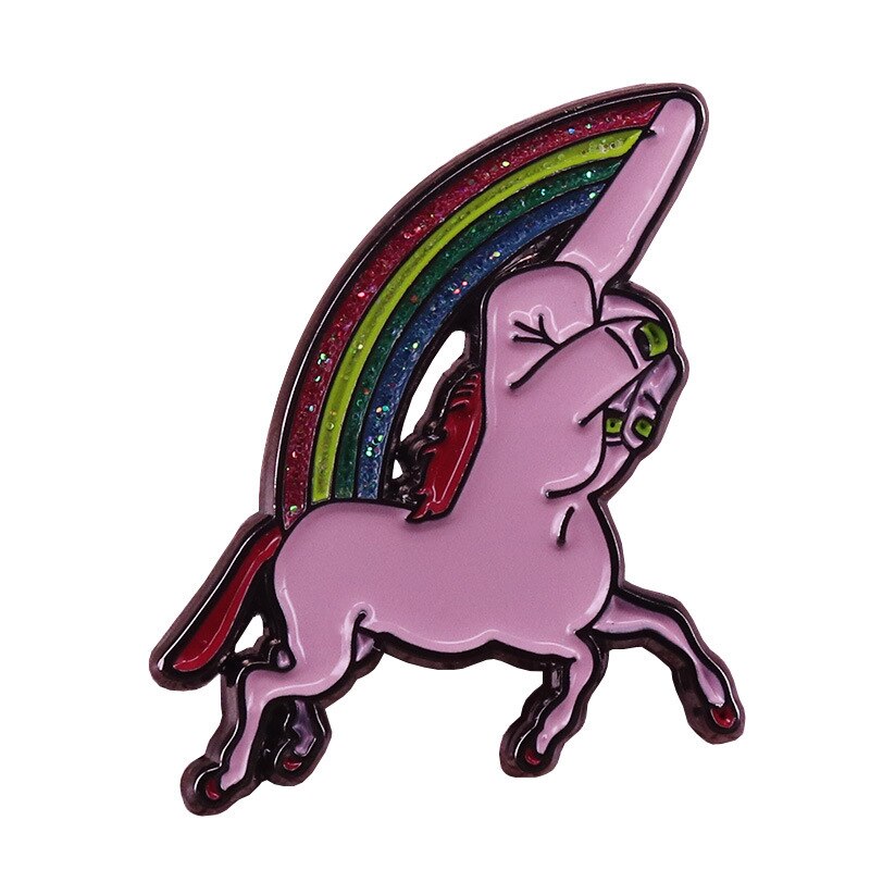 Cute rainbow unicorn glitter brooch