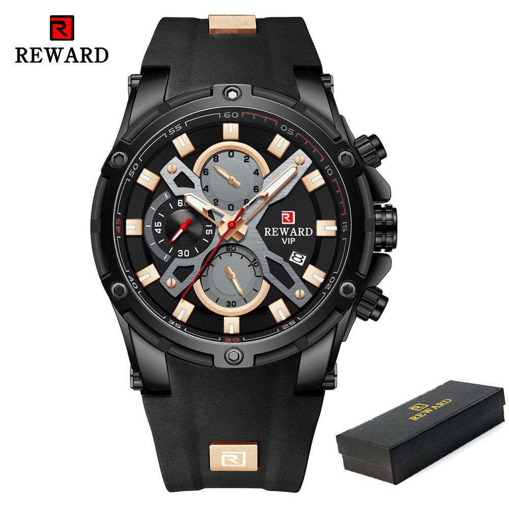 2022 New REWARD Mens Watches Blue Waterproof Top Brand Luxury Chronograph Sport Watch Quartz Men Wristwatch Relogio Masculino