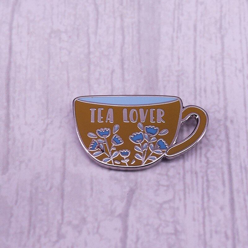 Pretty floral cup brooch tea lovers accessories decoration