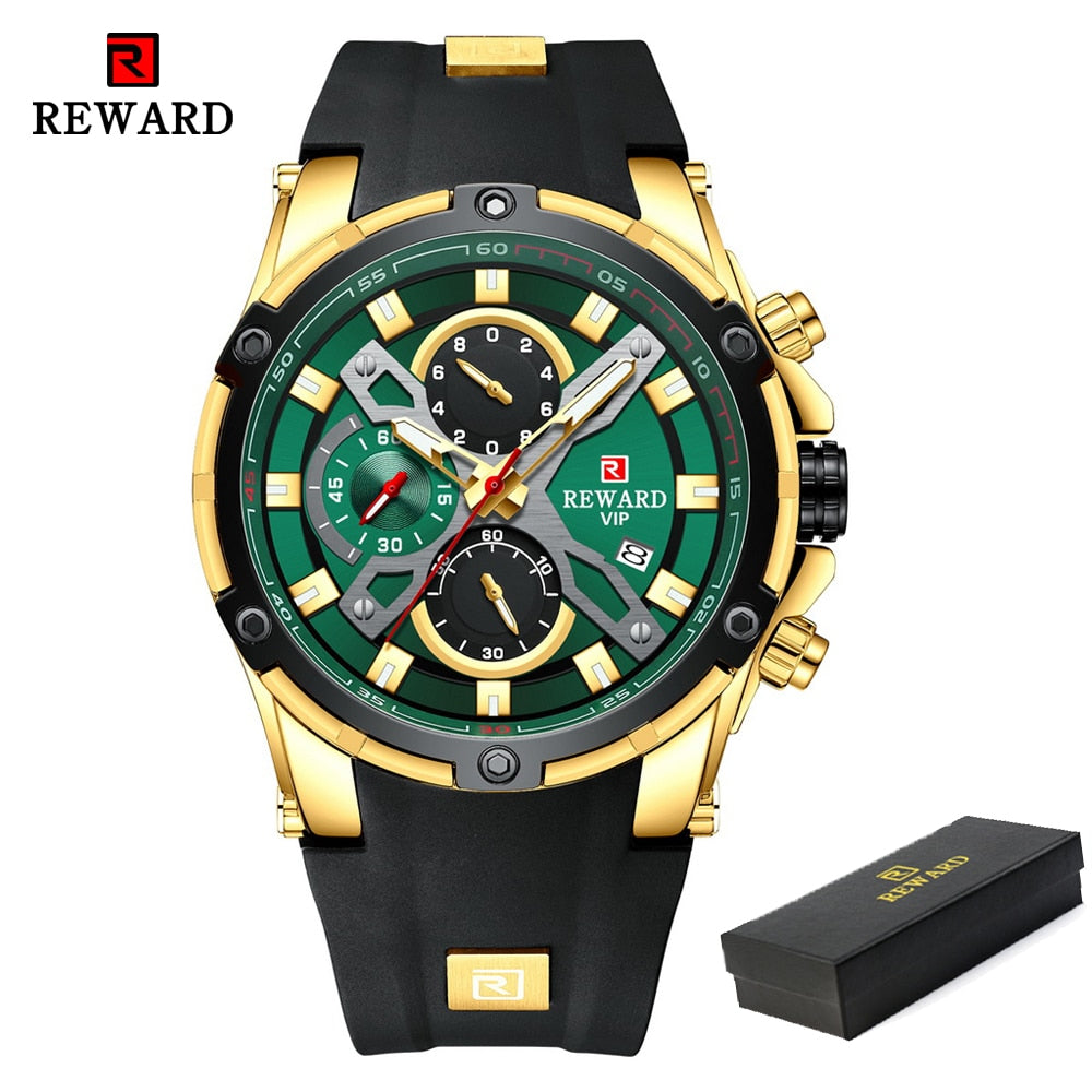 2022 New REWARD Mens Watches Blue Waterproof Top Brand Luxury Chronograph Sport Watch Quartz Men Wristwatch Relogio Masculino