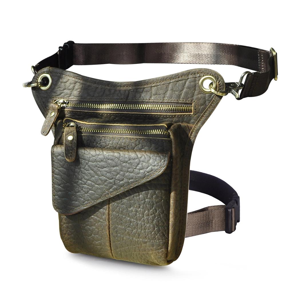 Real Leather Men Multifunction Design Casual Sling Shoulder Messenger Bag Fashion Travel Waist Belt Pack Drop Leg Bag 211-3-g