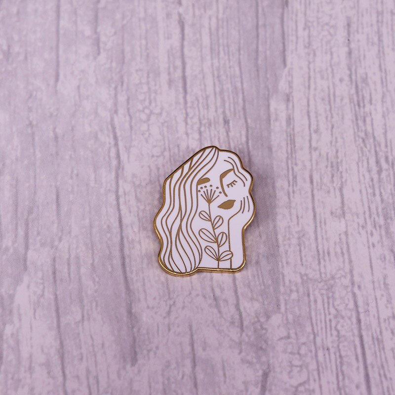 Beautiful long-haired girl brooch