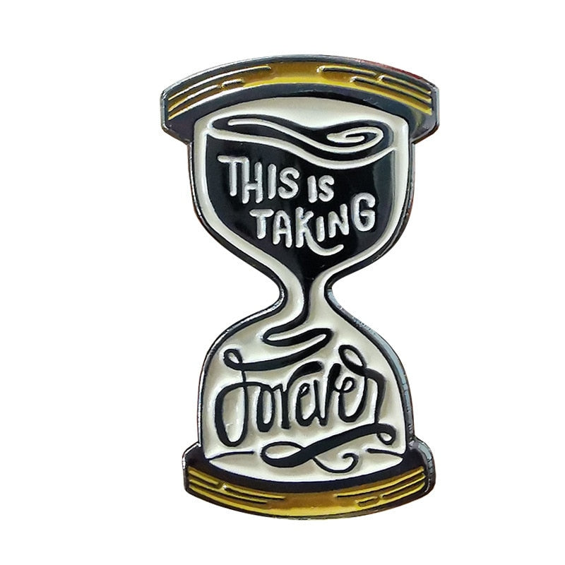 Vintage hourglass brooch creative art gift badge