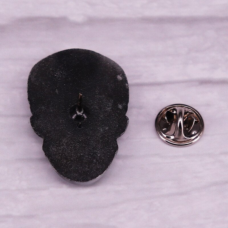 Embossed Art Skull Brooch Gothic Horror Skull Badge