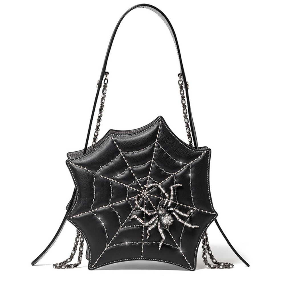 Spider Web Shapes Bags For Women 2021 New Funny Handbags Ladies Punk Style Crossbody Purses Female Fashion Chains Messenger Flap