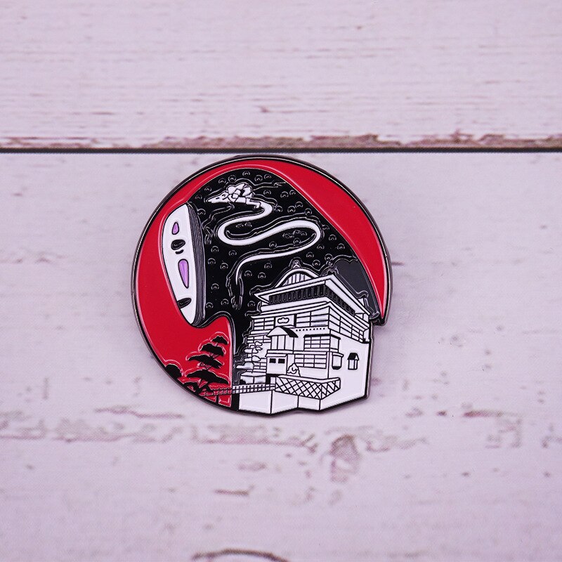 Faceless man and oil house brooch decoration accessories for anime lovers