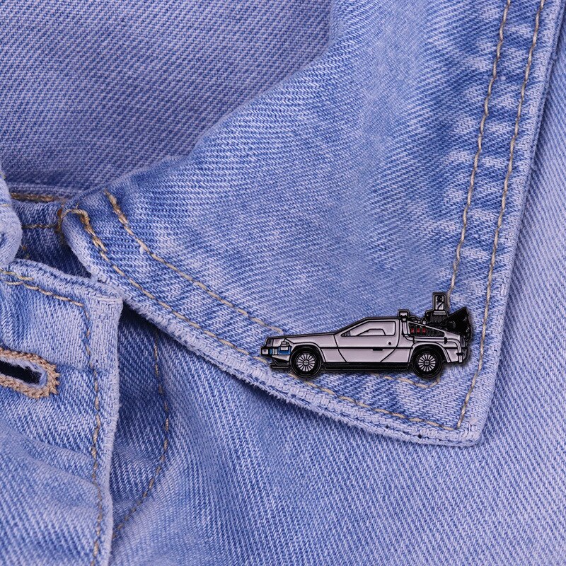 Back to the Future DeLorean DMC-12 Brooch Time Machine Badge 80s Movie Pin