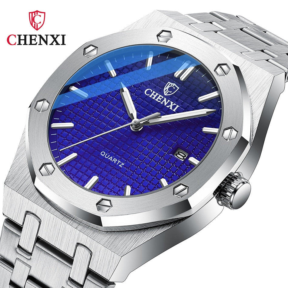 Fashion Casual Men's Watches Big Dial Silver Stainless Steel Automatic Calendar Male Wristwatch Minimalism Watch for Men Gift