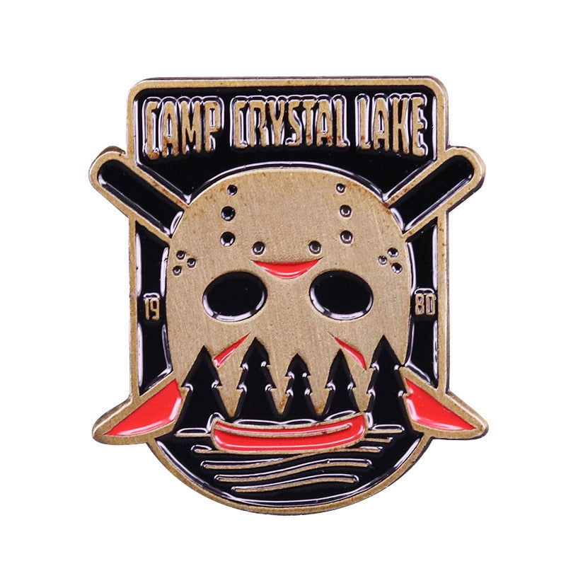 Crystal Lake Camp Jason Brooch Friday 13th Horror Movie Badge