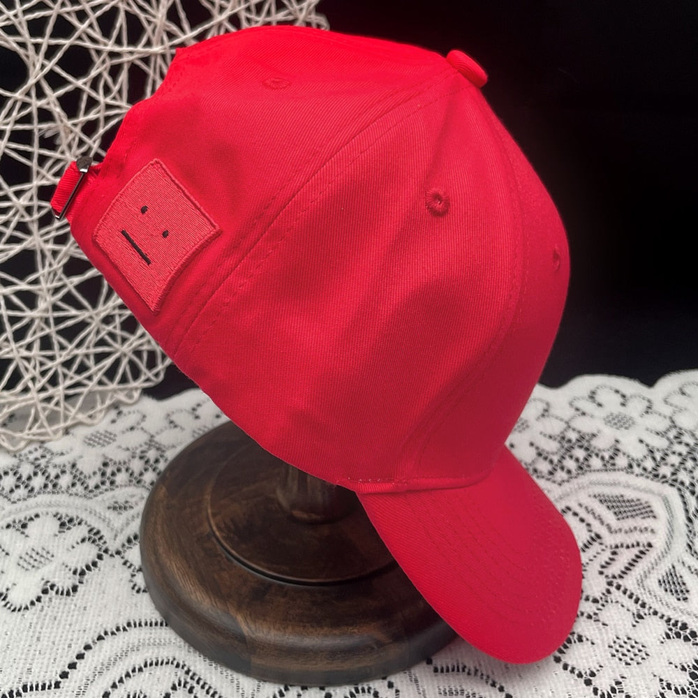 AC Studio Unisex Solid Color Smiley Baseball Cap Breathable Cotton Snapback Sun