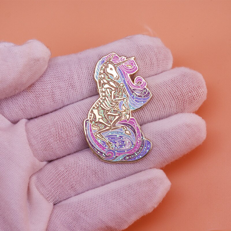 Beautiful Unicorn Pegasus Glitter Badge